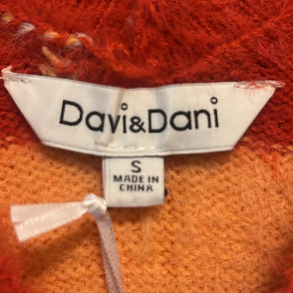 NWT Davi & Dani Red Orange Gray Stripe V Neck Long Sleeve Knit Sweater DRESS - Picture 8 of 9